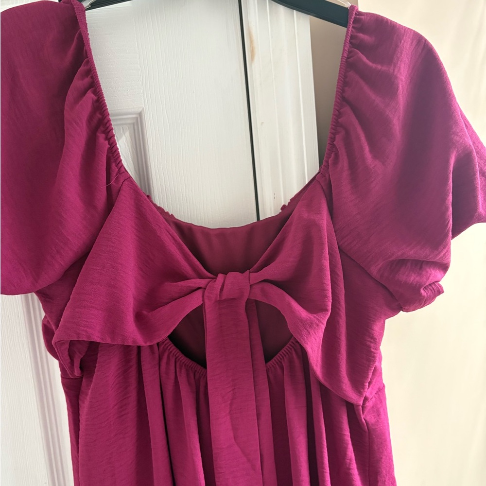 Magenta Tie-Back Flowy Babydoll Dress | XXL